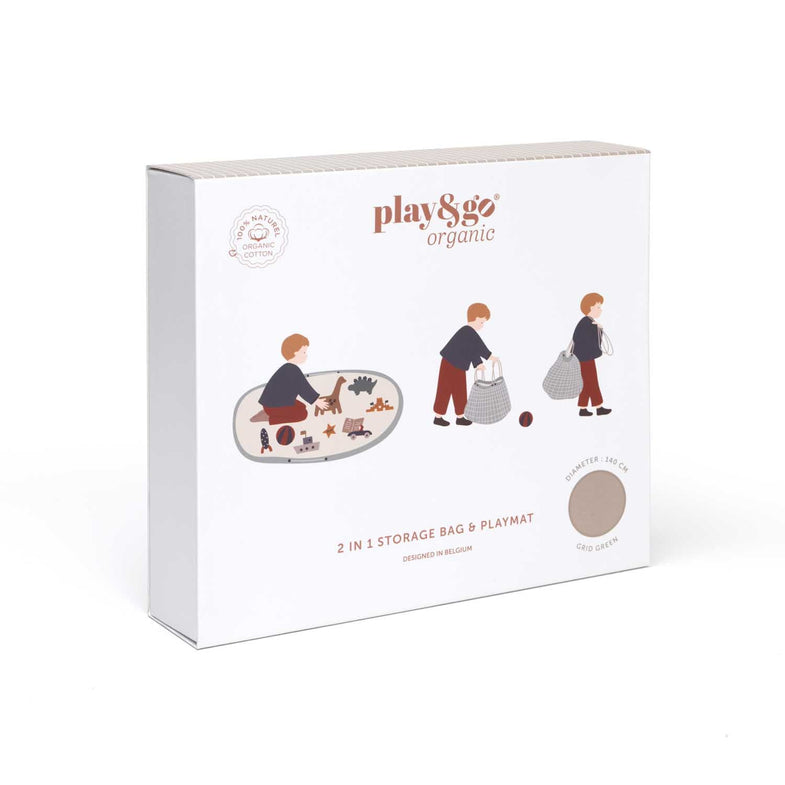 Play and Go Storage bag Organic | Play Mat Grid Green