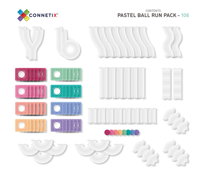 Connetix Tiles Pastel Ball Run Pack EU 106 Pieces