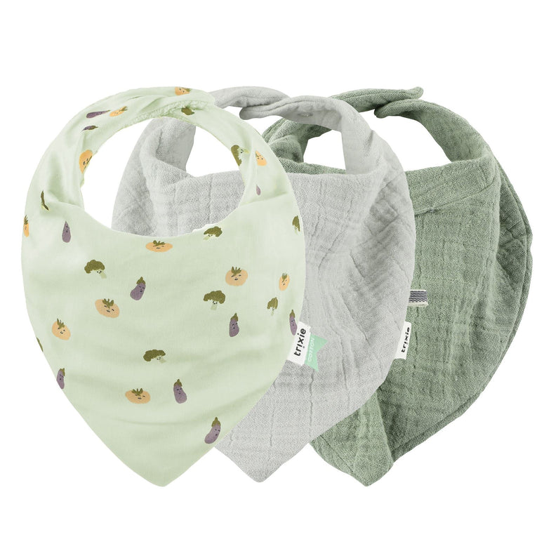 Trixie Bandana Bib drool scarves 3-pack I Friendly Vegetables