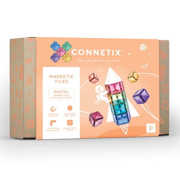 Connetix Tiles Pastel Square Pack 40 Pieces