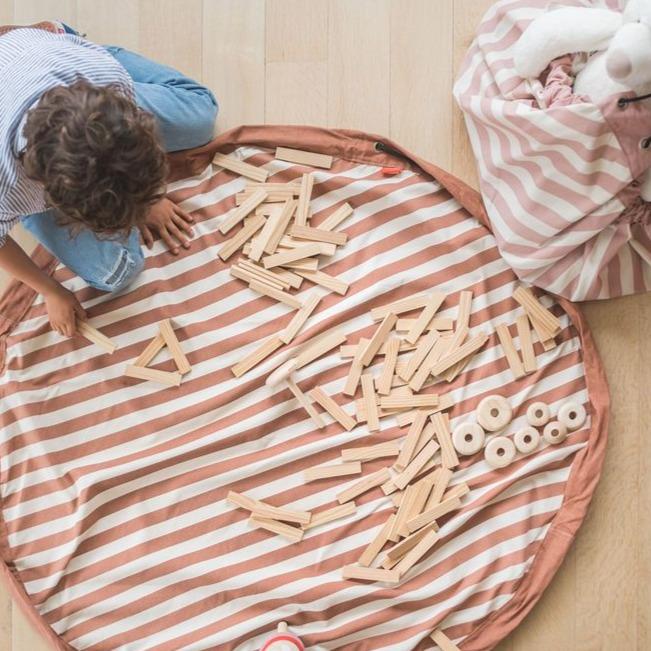 Play and go storage bag play mat | Stripes Brown