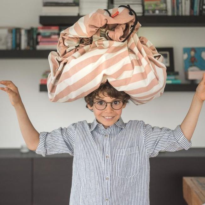 Play and go storage bag play mat | Stripes New Pink