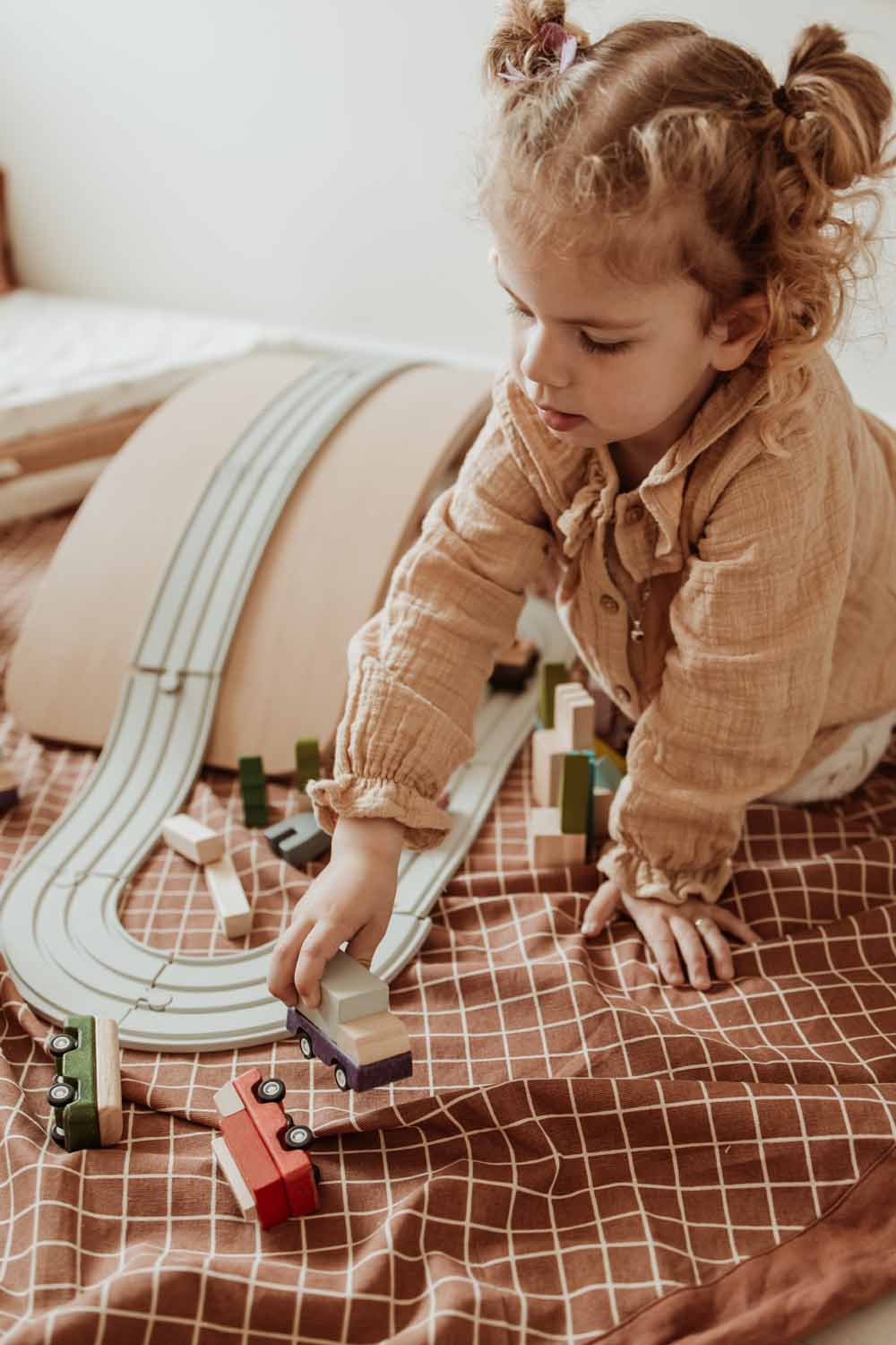 Play and Go Storage bag Organic | Play Mat Grid Brown