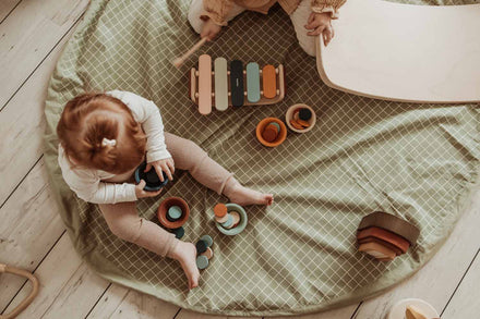 Play and Go Storage bag Organic | Play Mat Grid Green