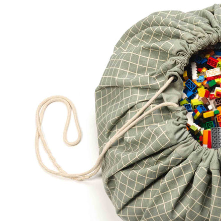 Play and Go Storage bag Organic | Play Mat Grid Green