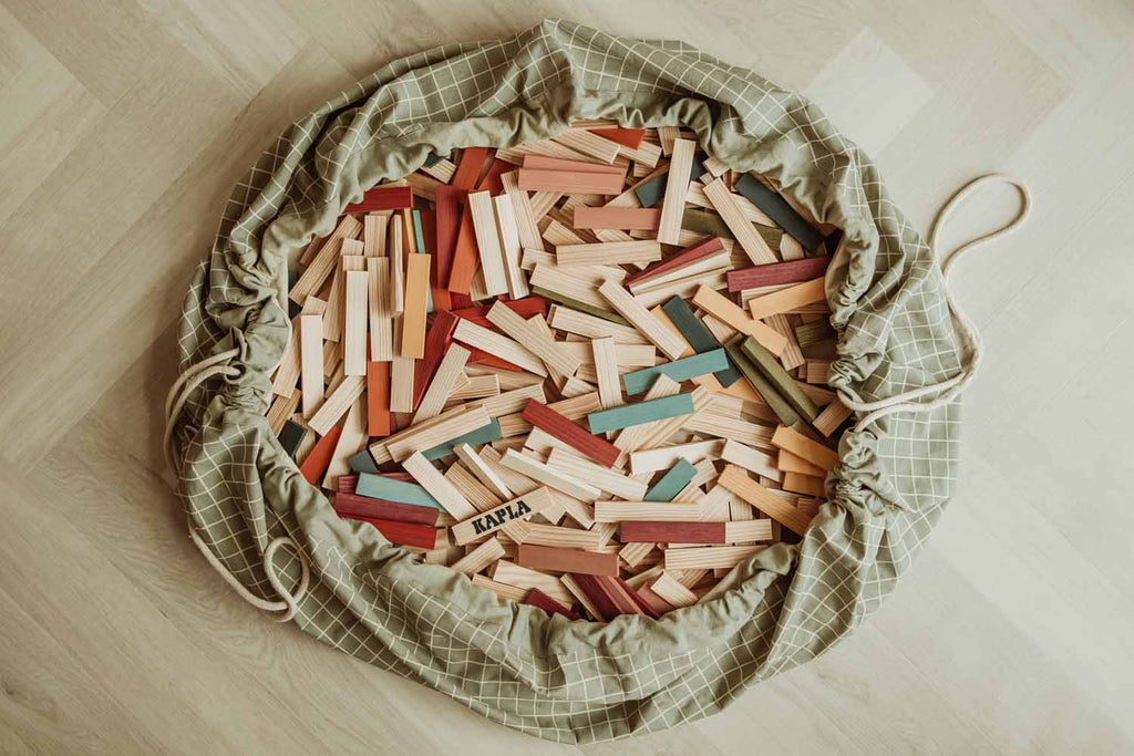 Play and Go Storage bag Organic | Play Mat Grid Green