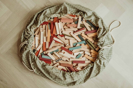 Play and Go Storage bag Organic | Play Mat Grid Green