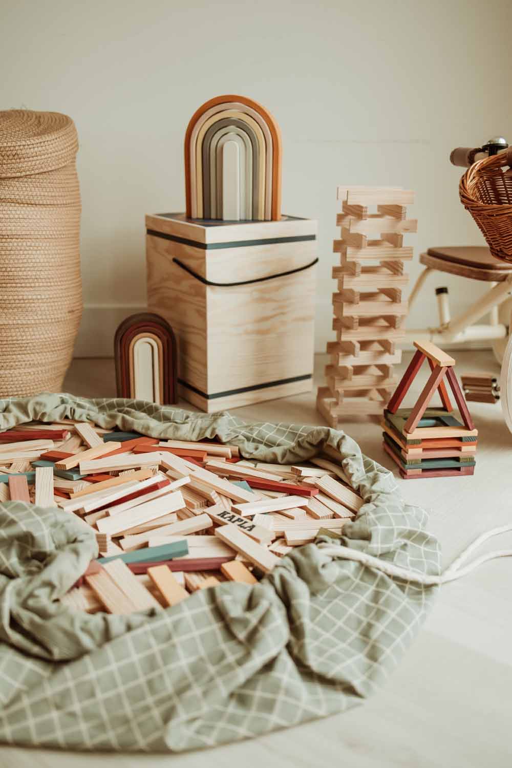 Play and Go Storage bag Organic | Play Mat Grid Green