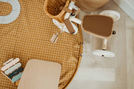 Play and Go Storage bag Organic | Play Mat Grid Mustard