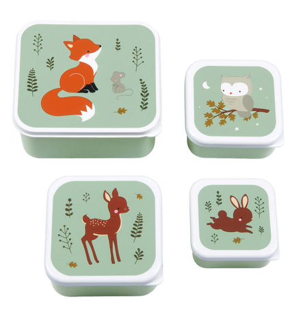 A Little Lovely Company Lunch & Snack Box Set | Forest friends - Sage Green