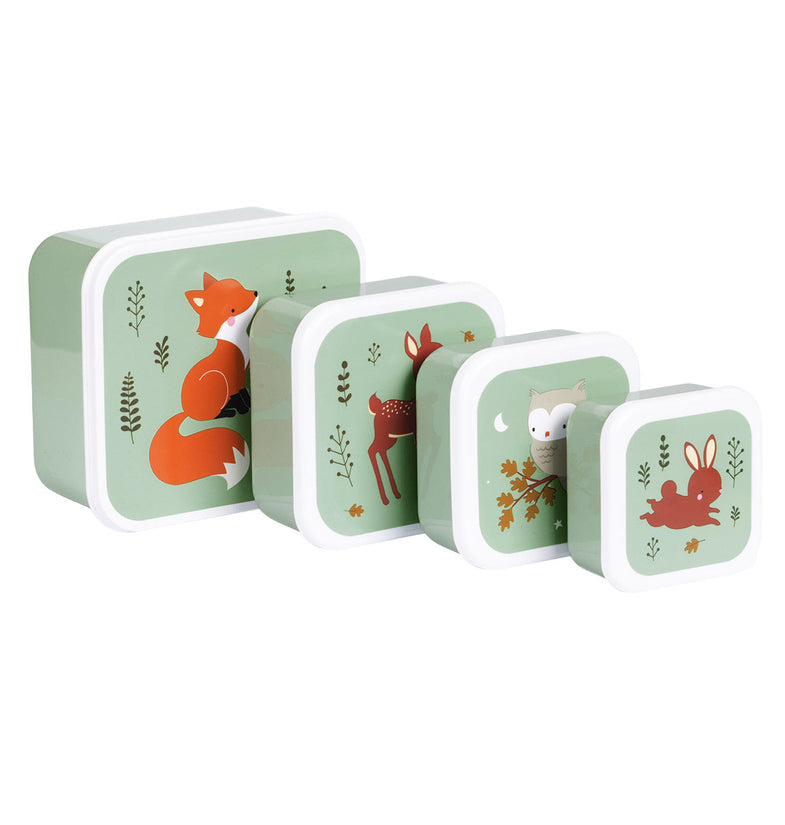 A Little Lovely Company Lunch & Snack Box Set | Forest friends - Sage Green