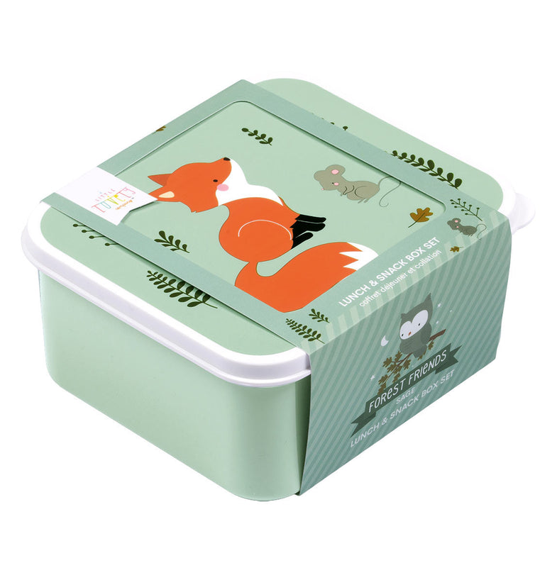 A Little Lovely Company Lunch & Snack Box Set | Forest friends - Sage Green