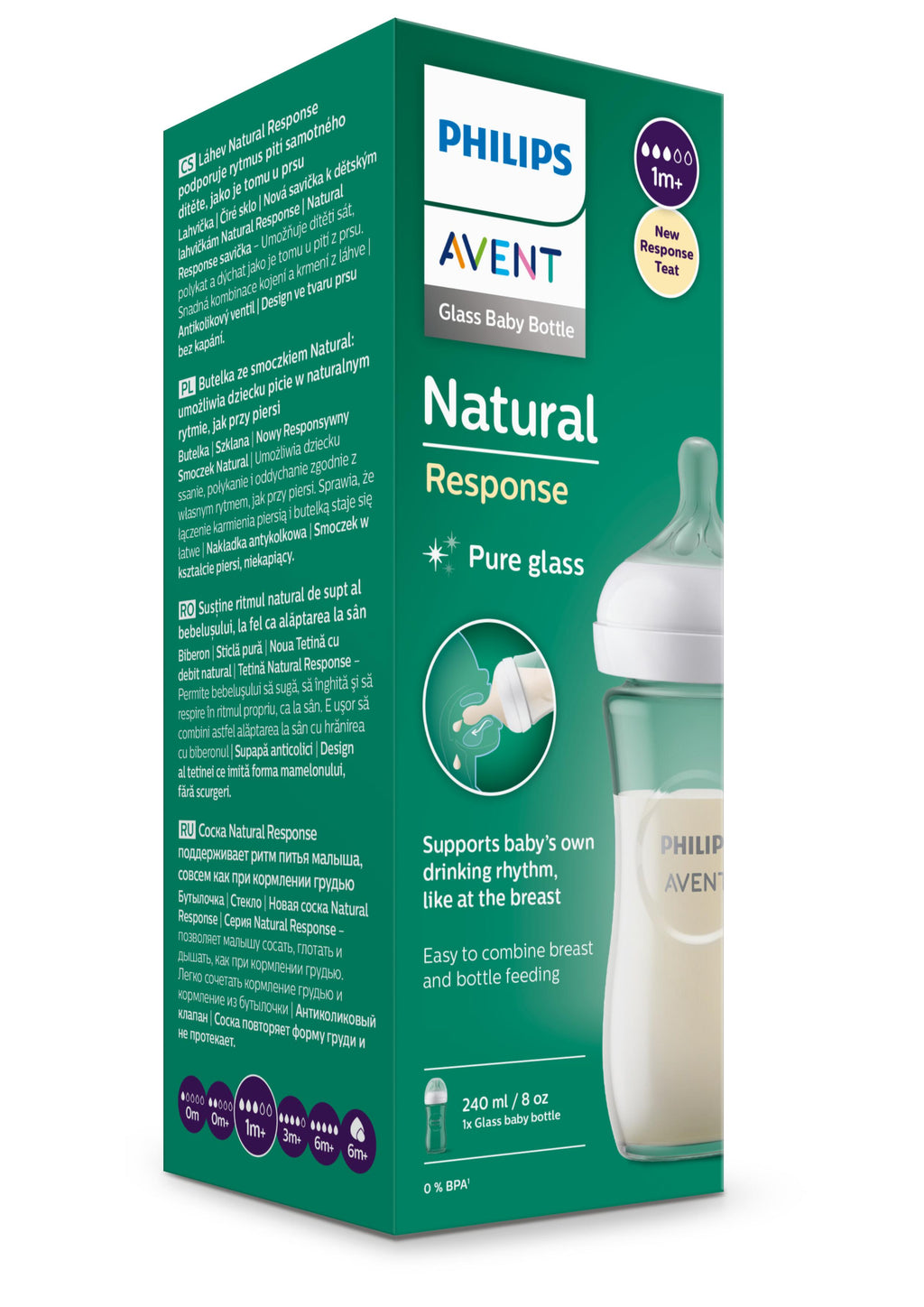 Avent Natural 3.0 suction bottle SCY933/01 240ml | Glass