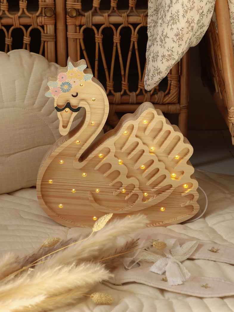 Little Lights Lamp Swan | Flower /Wood