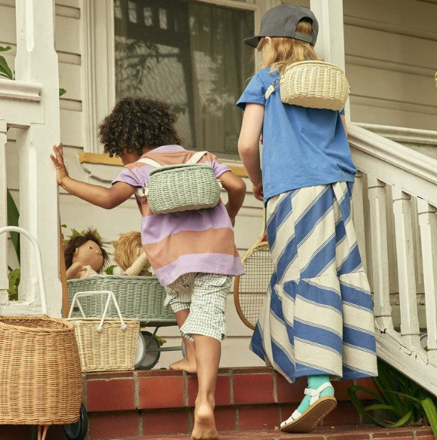 Olli Ella wicker basket Chari | Vintage Blue