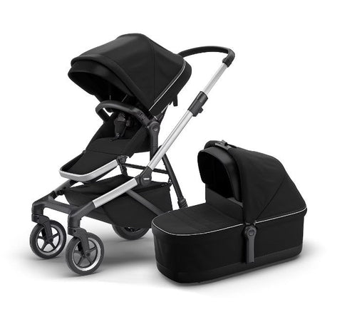 Thule Sleek City Buggy Aluminum with travel cot | Midnight Black