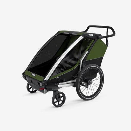 Thule Double Seat Bicycle Trailer Chariot Cab | Aluminum Cypress Green