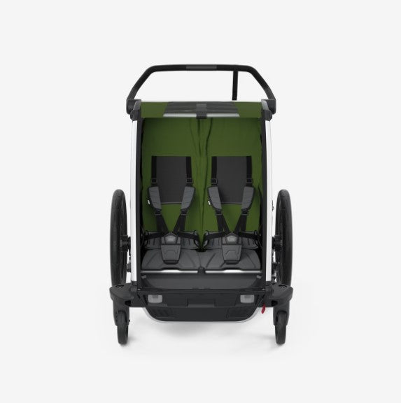 Thule Double Seat Bicycle Trailer Chariot Cab | Aluminum Cypress Green