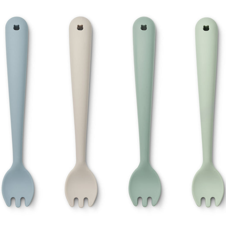 Liewood Scott Silicone Forks 4-Pack | Dusty Mint Peppermint
