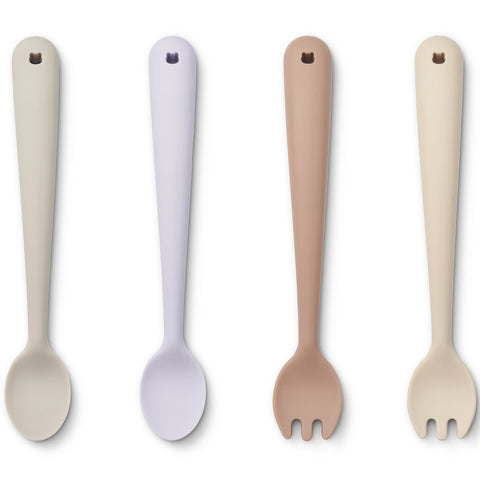 Liewood Shea Silicone Cutlery Set 4-Pack | Apple Blossom Multi Mix