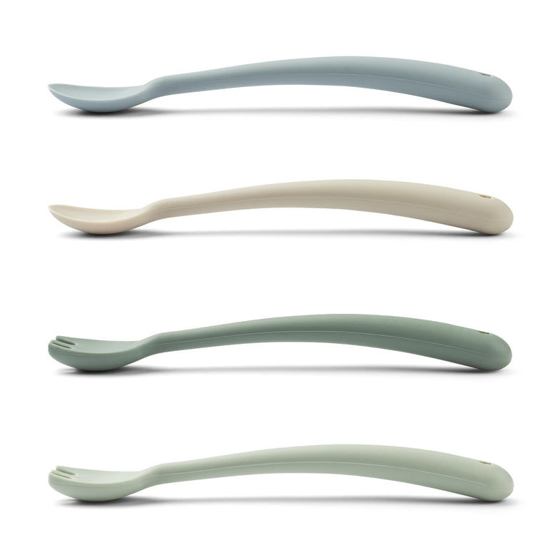 Liewood Shea Silicone Cutlery Set 4-Pack | Dusty Mint Peppermint