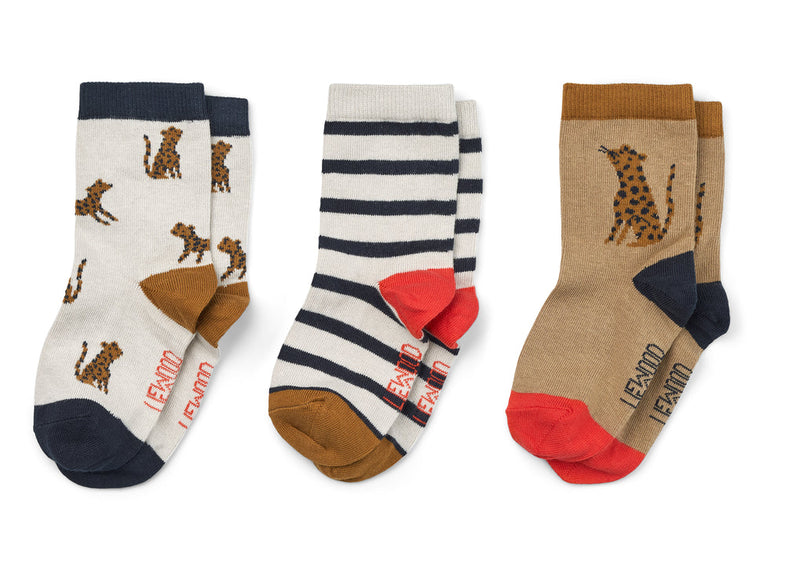 Liewood Silas Socks 4 Pack | Leopard Sandy