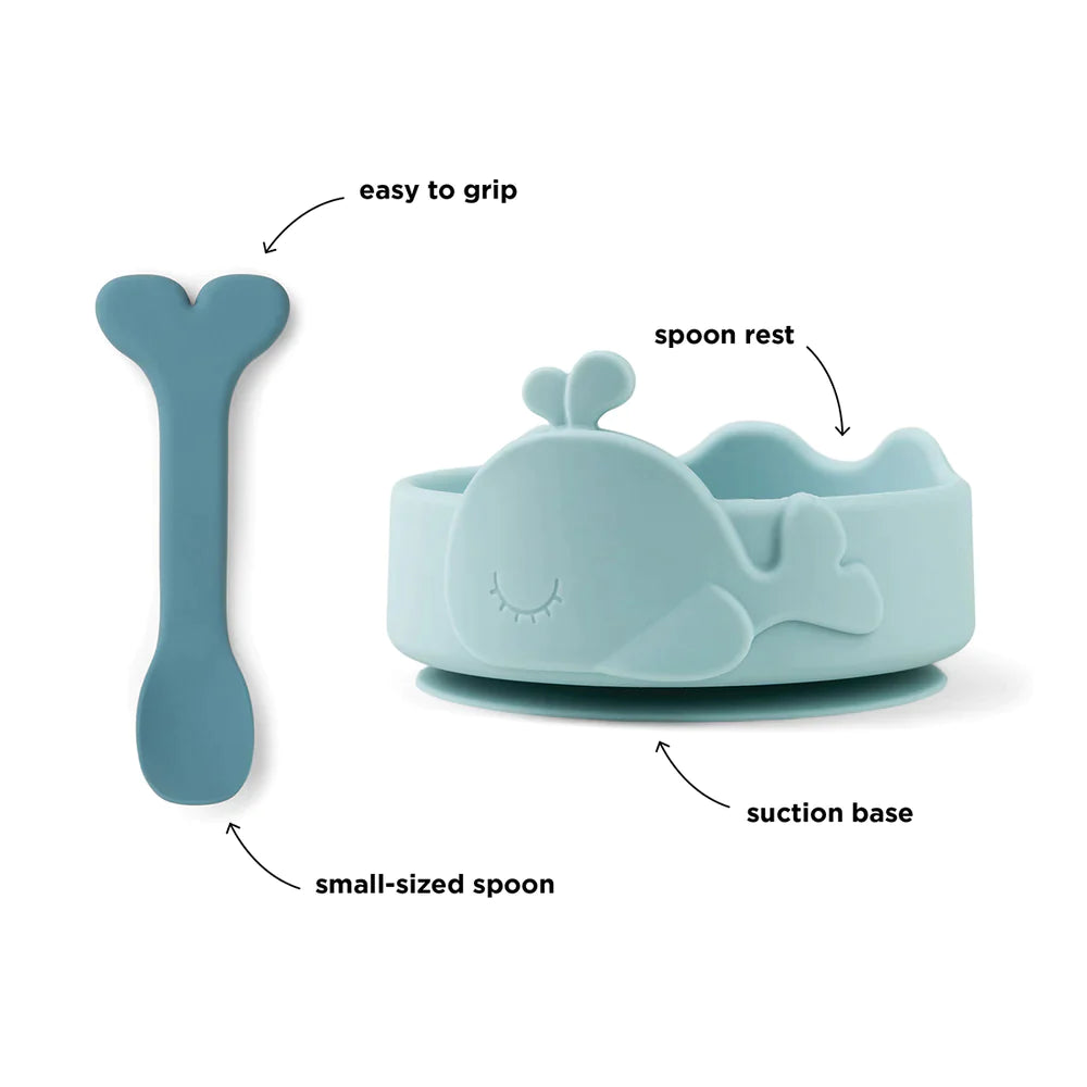 Done by Deer Silicone Bowl & Spoon Set | Wally Blue