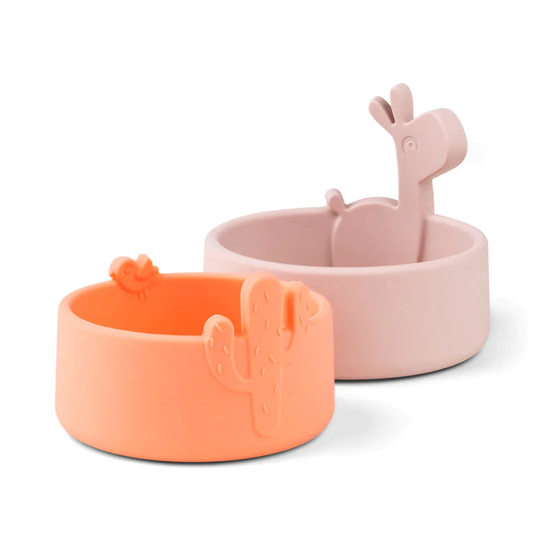 Done by Deer Silicone Bowl Set 2 | Lalee Powder /Coral