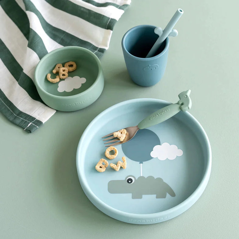 Done by Deer Silicone Dining Set | Happy Clouds Blue