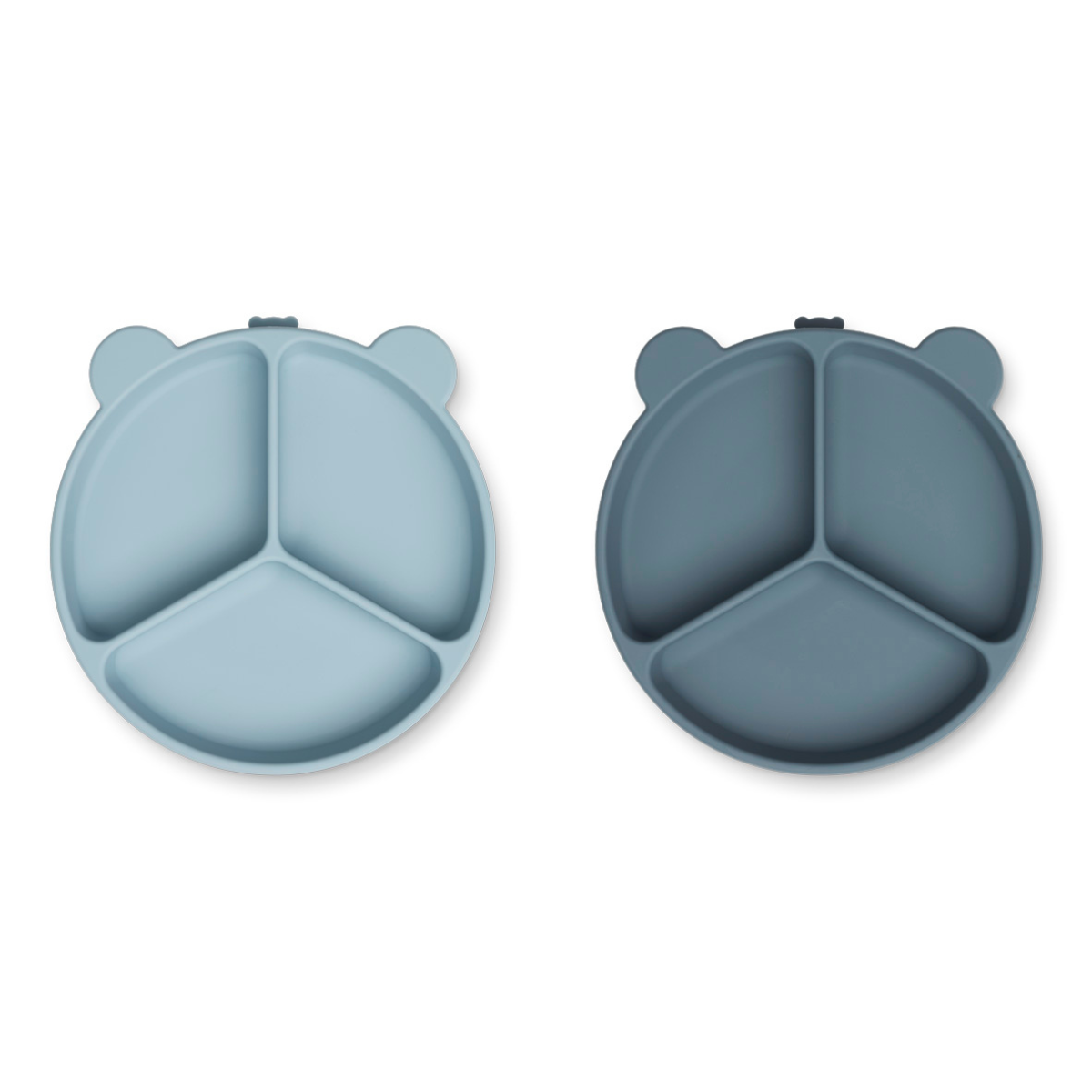 Liewood Stacy Divider Suction Plate 2-Pack | Sea Blue /Whale Blue Mix