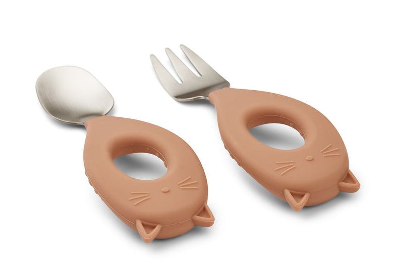 Liewood Stanley Baby Cutlery Set | Cat Tuscany Rose