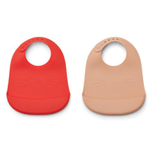 Liewood Tilda Silicone Bib 2 Pack | Cat Apple Red / Tuscany Rose Mix