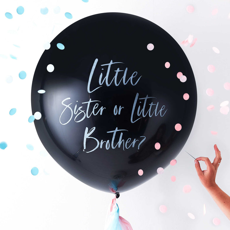 Ginger Ray Gender Reveal Balloon Kit | Little Brother or Little Sister