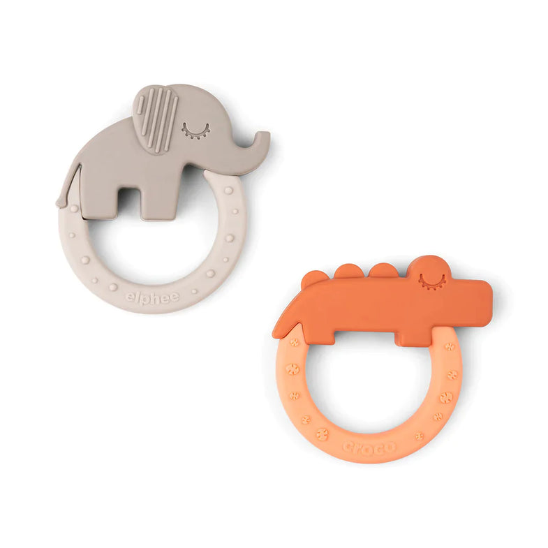 Done by Deer Teether Toys Tiny Teether 2-Pack | Deer Friends Papaye Sand