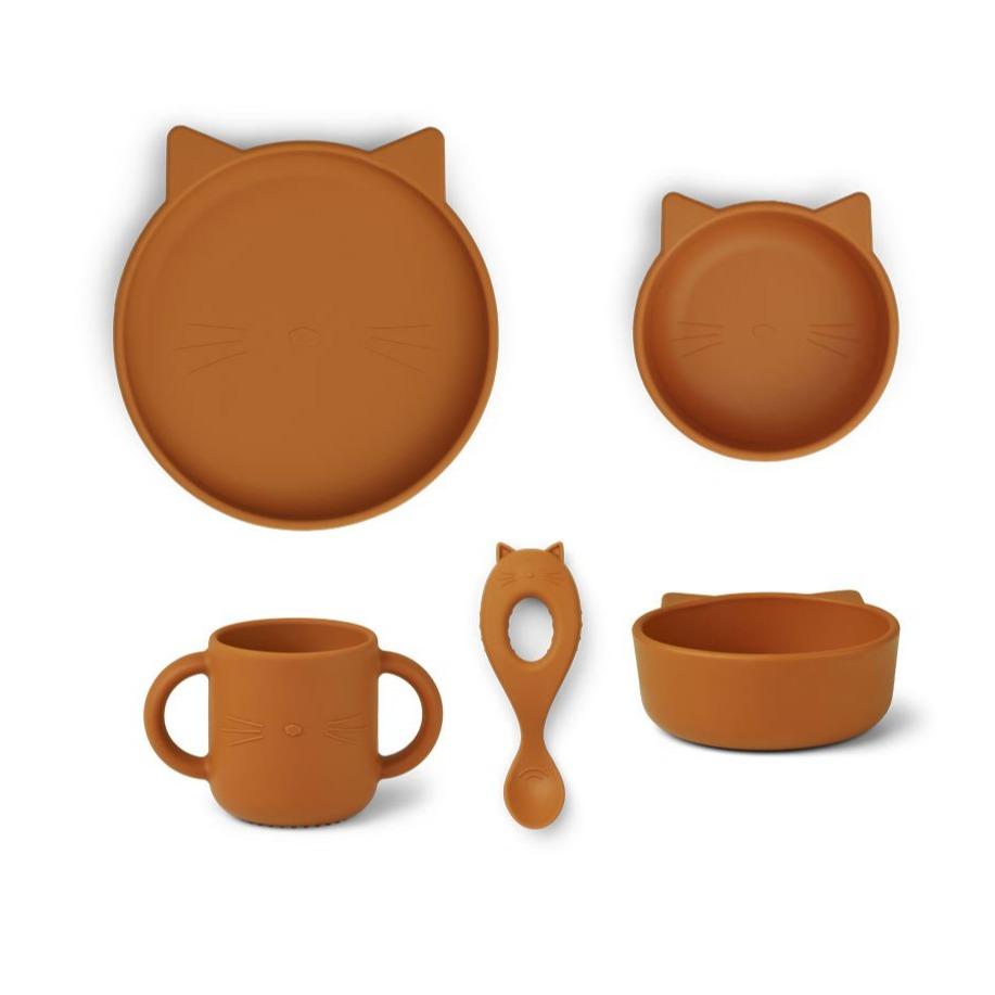 Liewood Silicone Box Diningset Vivi | Cat Mustard