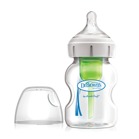 Dr brown's options+ anti-colic suction bottle wide neck bottle glass incl. Teat phase 1 | 150ml
