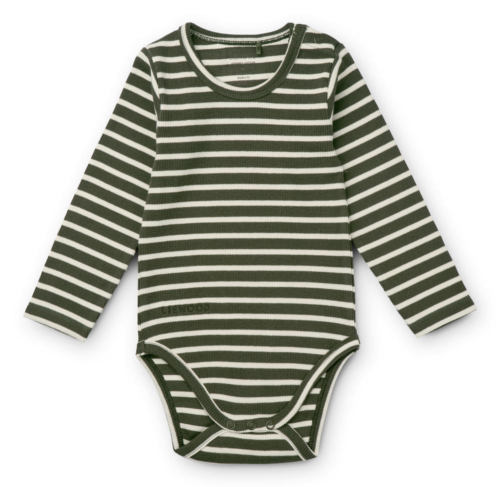 Liewood Yanni Body Longsleeve 2-pack | Stripe Hunter Green Multi Mix