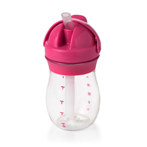Oxo Tot drinking cup 250ml with straw pink
