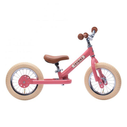 Trybike Steel Balance Bike - Vintage Pink