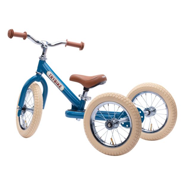 Trybike Steel Balance Bike 2-in-1 Vintage Blue