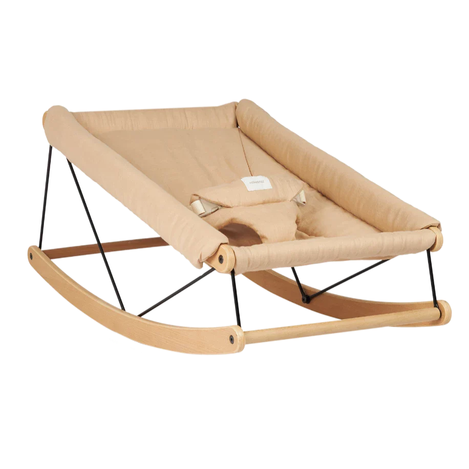 Nobodinoz Growing Green Lin Français Baby Bouncer Cover | Sand