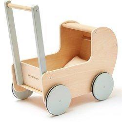 Kid's doll pram with bed set wood Nature