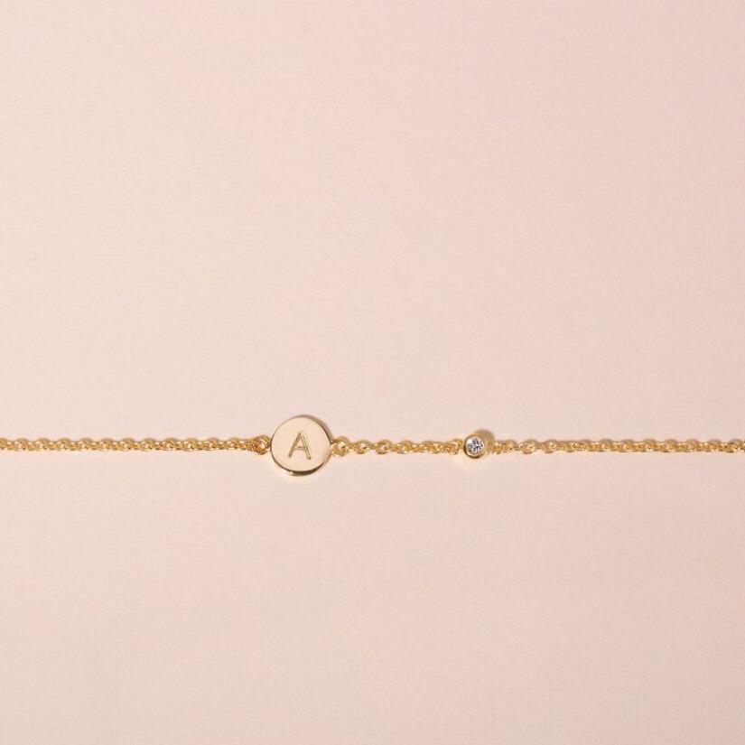 Galore Gepersonaliseerde Armband Circle & Diamond | Gold Petite