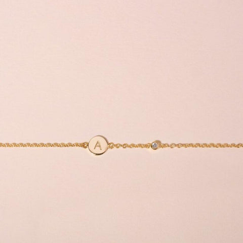 Galore Personalized Bracelet Circle & Diamond | Gold Baby