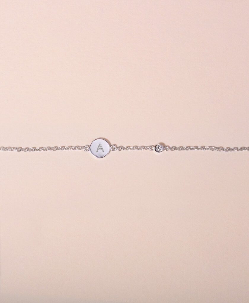Galore Gepersonaliseerde Armband Circle & Diamond | Zilver Petite