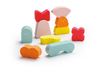 Quut foam balancing game Blokki Coral Pink