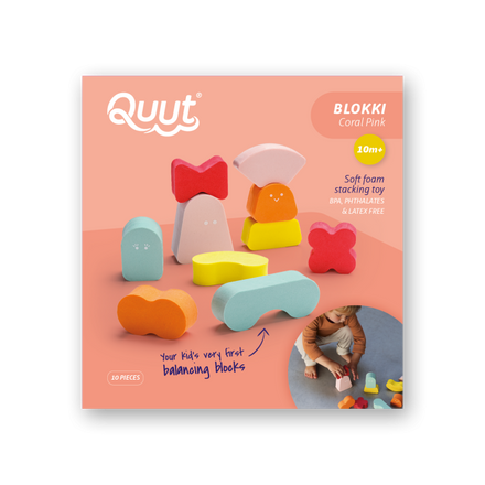 Quut foam balancing game Blokki Coral Pink
