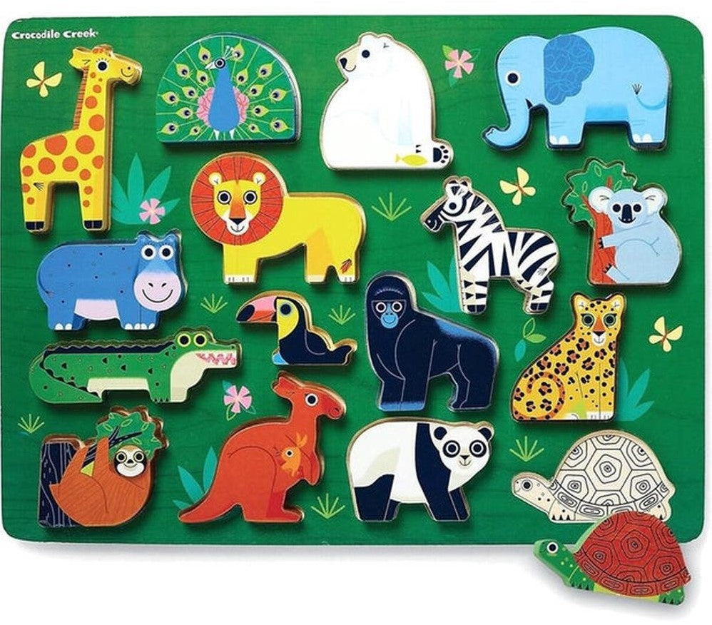 Crocodile Creek Wooden Inlay puzzle 26st + play set | So