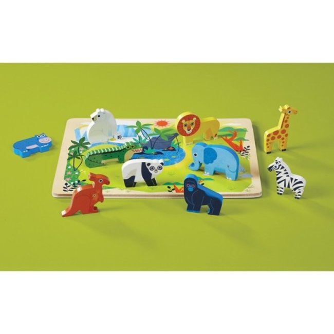 Crocodile Creek Wooden Inlay puzzle 26st + play set | So