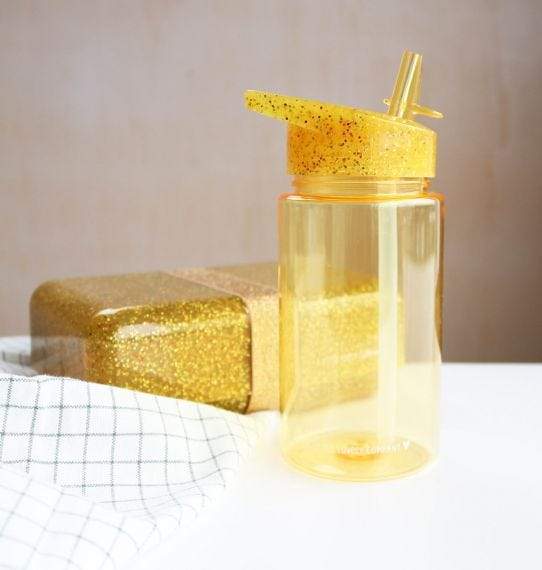 A Little Lovely Company Drinking Bottle | Glitter Gold